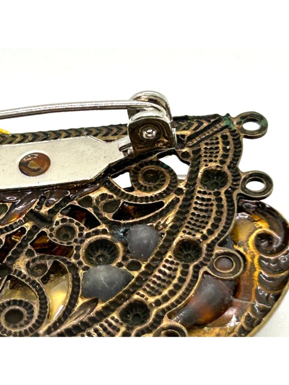 Vintage Steampunk Heart Brooch Clock Keys Car Charm Bronze Gold Tone Art Pin - Picture 7 of 10